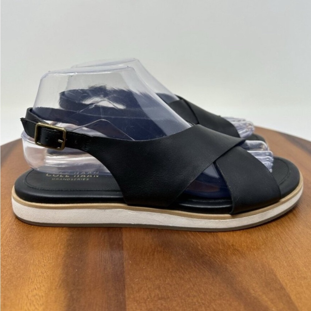 Cole Haan Sandals Grandseries Mira Crossband Leather Black Size 7.5